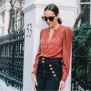 NWT Veronica Beard Curant Silk Abbie Top Blouse